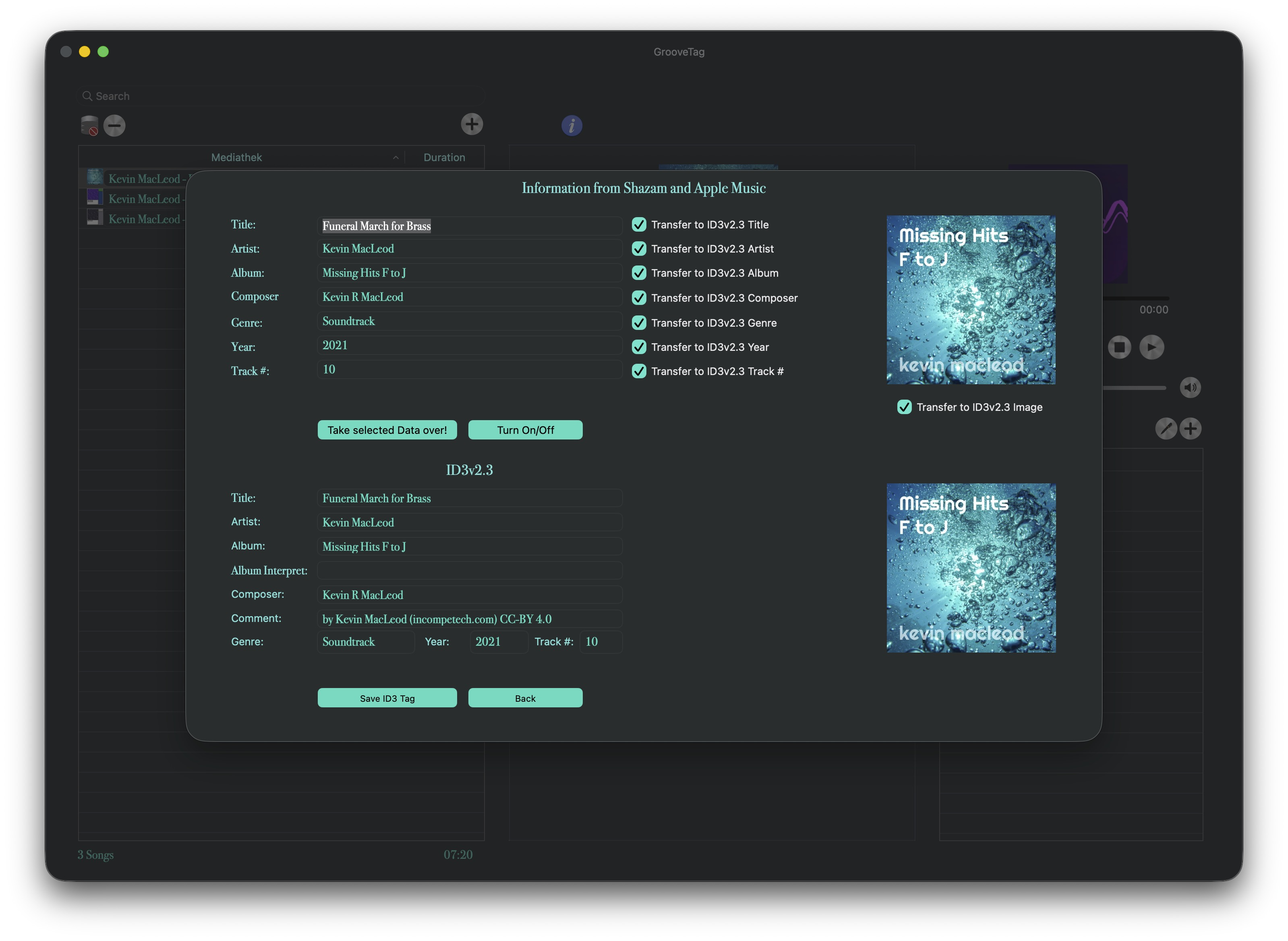 GrooveTag Shazam und Apple Music Tag-Abruf in der Übersicht